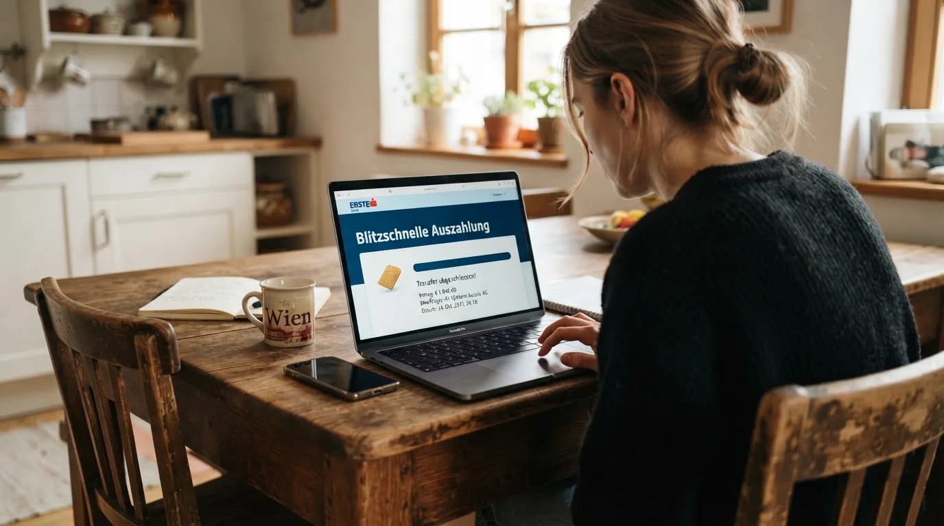 Person am Laptop liest eine Übersichtsseite zu Glücksspielen im Internet — online casino schnelle auszahlung